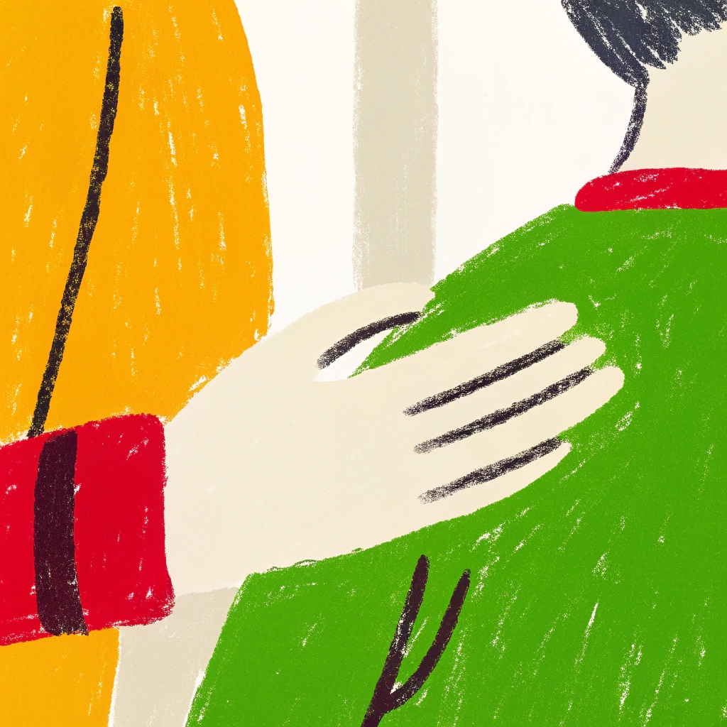 Una mano sulla spalla che conforta una persona