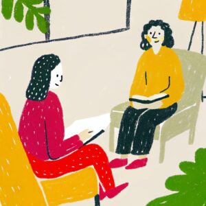 Immaginer appresentativa del supporto psicologico per caregiver: sono 2 persone che parlano fra di loro