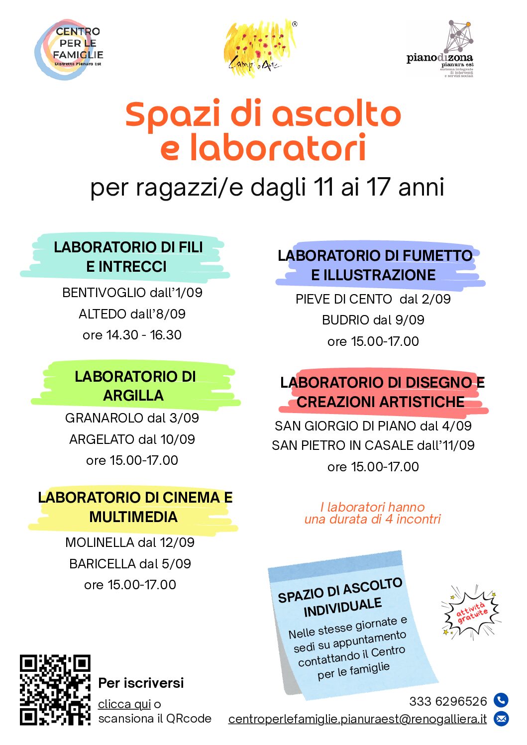 Spazi di ascolto  e laboratori
